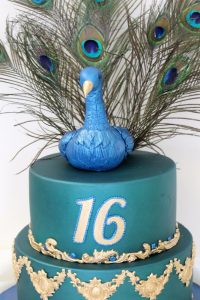 2 tier 16th birthday Peacock cake