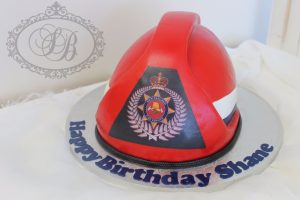 Fireman helmet cake