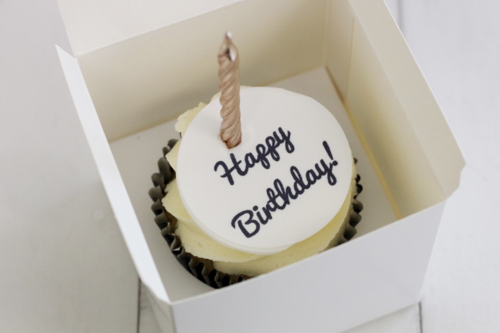 Black Happy Birthday Cupcake Topper