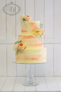 watercolour buttercream finish wedding cake