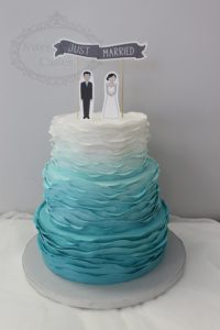 Ombre ruffle wedding cake