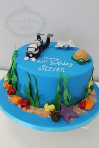 Scuba diver theme cake