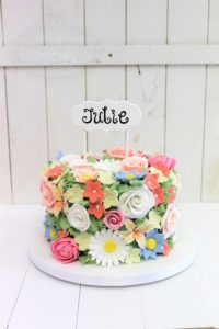 Sugar flower covered cake