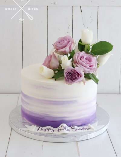pink ombre cake fresh roses