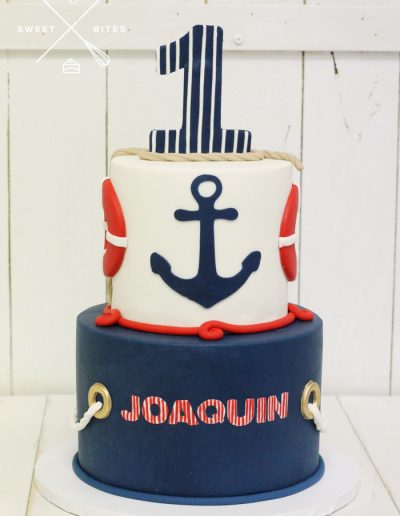1st birthday sailor sail anchor cake