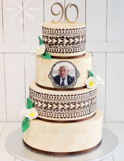 tapa stencil 90th birthday island cake 4 tier