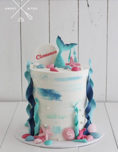 5th birthday mermaid simple underwater cake