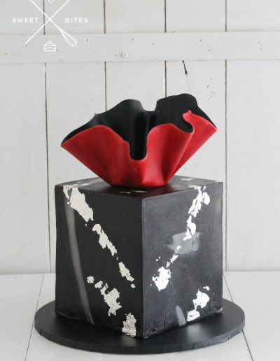 black red silver cube square cake