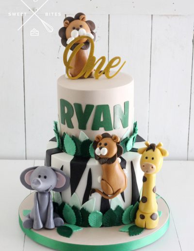 1st birthday wild one animal jungle cake