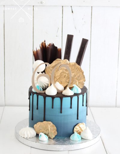 drip chocolate sail blue ombre cake