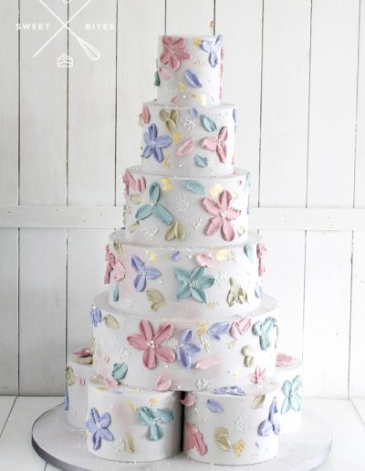 12 tier pallet knife flowers texture cake