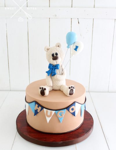 teddy bear balloons cute boy 1st birthday cake