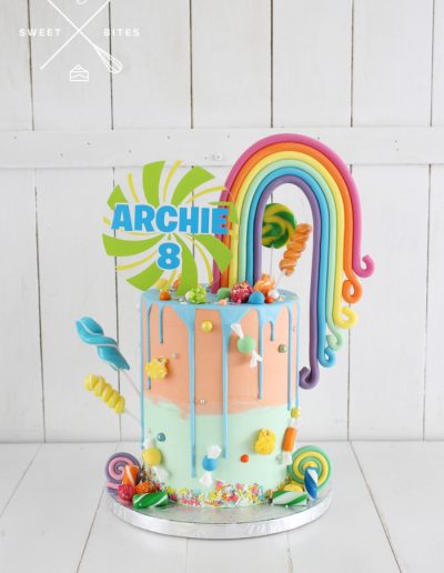 candy rainbow overload sprinkles fondant cake