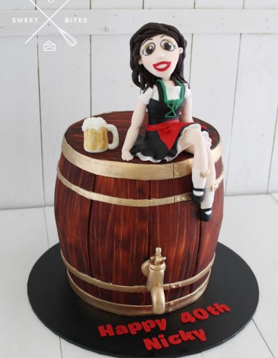 40th birthday cake 3d barrell wine beer