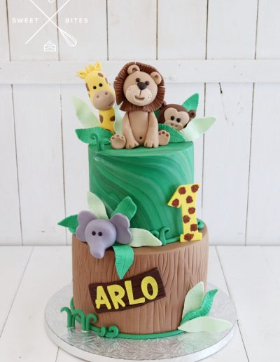 1st birthday cake jungle animals