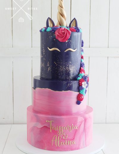 pink purple unicorn marble cake