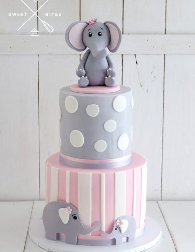 baby elephant girl birthday 1st cake