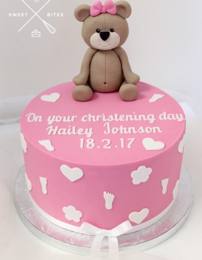 baby shower cake girl pink teddy bear