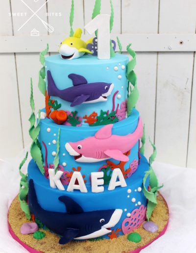 baby shark under the sea ocean cake 1st birthday
