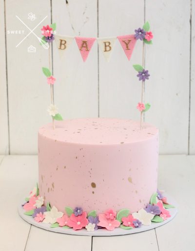 pink baby shower flowers cake