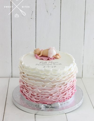 full moon baby shower pink girl cake
