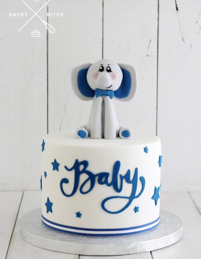 baby shower blue elephant boy cake