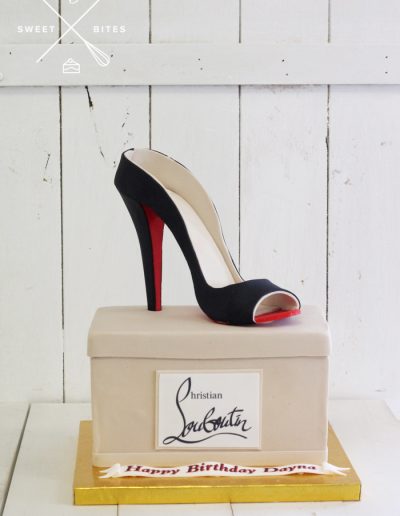 louboutin heels designer luxury shoe box cake