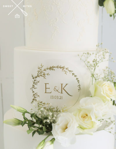 classic white traditional stencil wedding cake