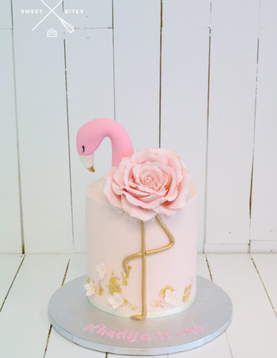 flamingo rose cake pink 1st birthday