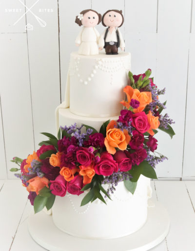 traditional star wars wedding cake surprise flower cascade