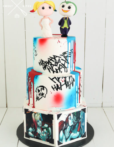 harley quinn joker dc wedding cake asbract comic book graffit