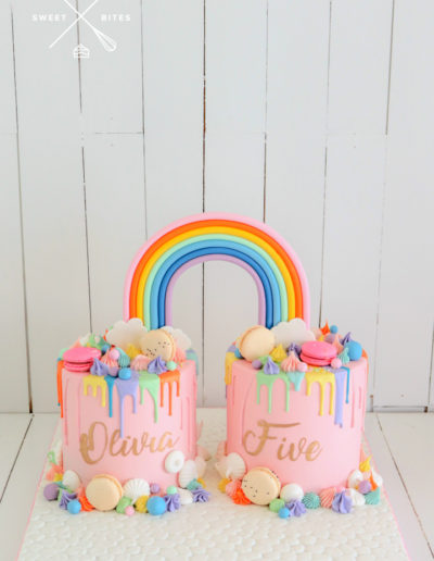 double rainbow cake overload 5th birthday