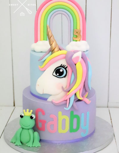 unicorn frog rainbow cake