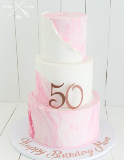 pink and white marble cake wrap 50 rose gold mum birthday 3 tier cake