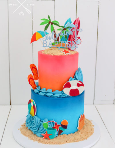 sunset sea beach tropical holiday cake 2 tier island