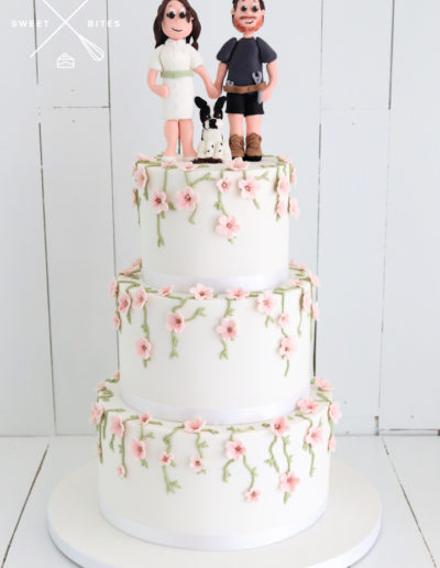 nurse tradie dog wedding cake topper vines blossoms