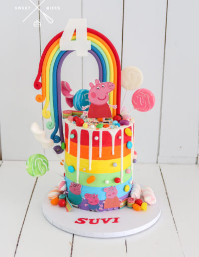 rainbow overload peppa pig candy lolly cake